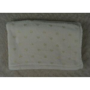 Adirondack Baby Heart Print Baby Blanket Cream Off White Gold Metallic Soft